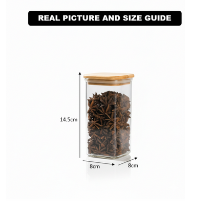 500ml Square Food Storage Jar with Wooden Lid (2197) by Limon