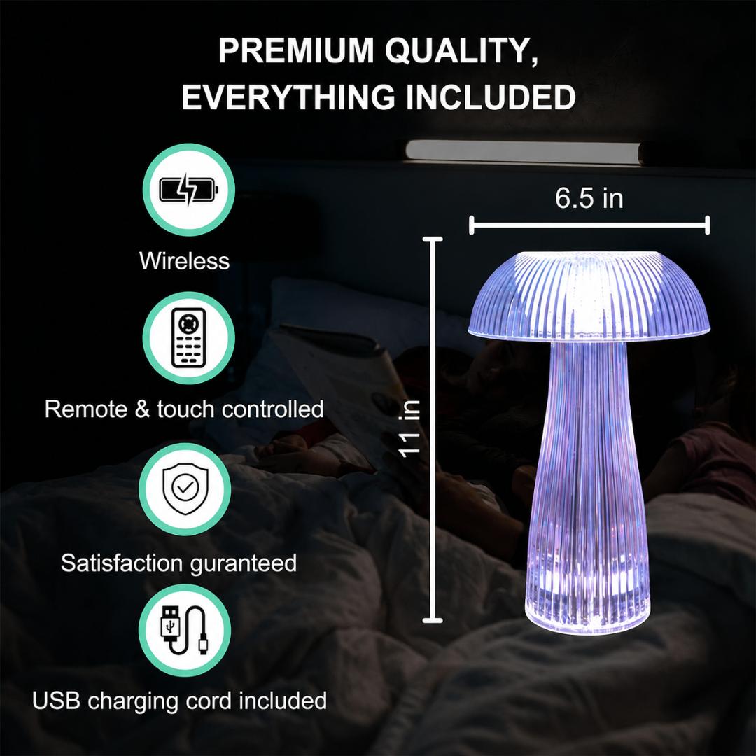 Crystal Mushroom Table Lamp  – 4 Light modes with Remote