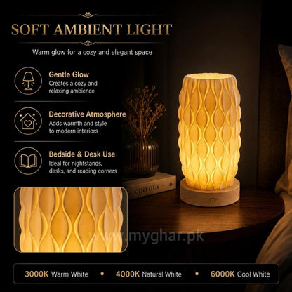 Modern Wooden Base LED Table Lamp