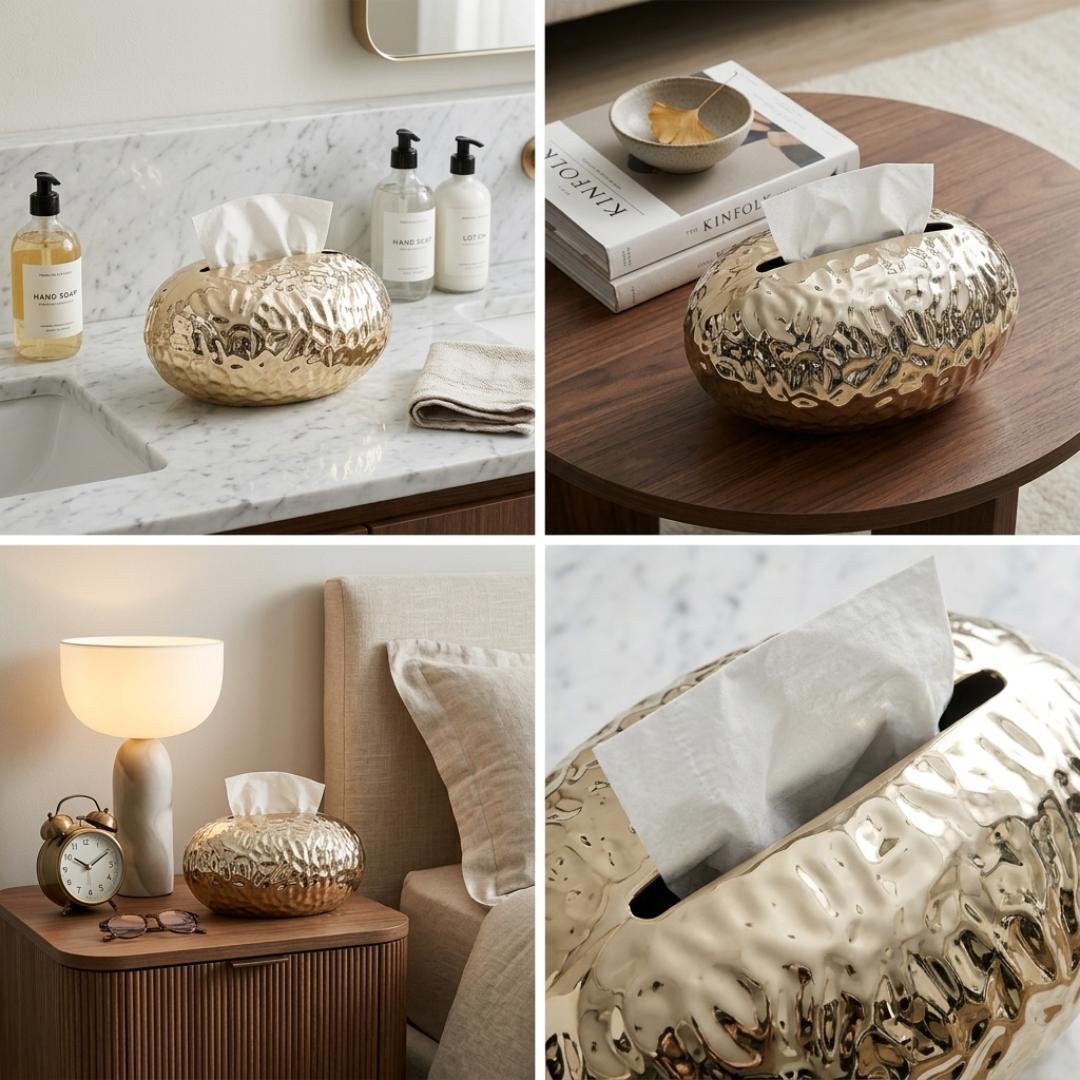 Elegant Gold Tissue Box Cover Home Decor
