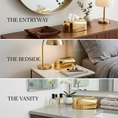 Modern Gold Tissue Box Cover for Home