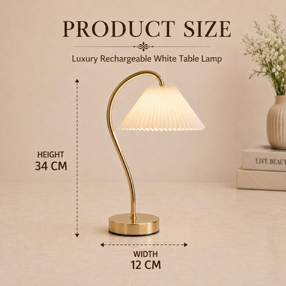 Luxury Rechargeable White Table Lamp with Golden Base