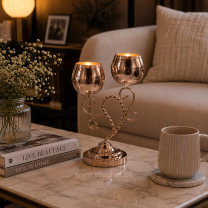 Premium Rose Gold Candle Stand for Table Decor