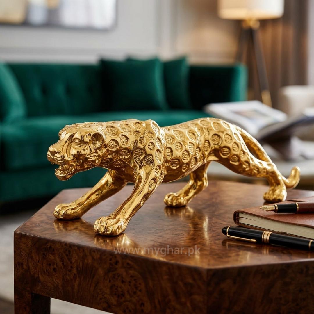 Decorative Golden Leopard Sculpture Home & Office Decor