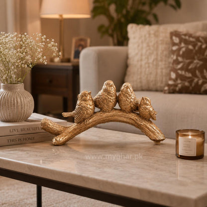 Elegant Four Birds on Branch Resin Showpiece