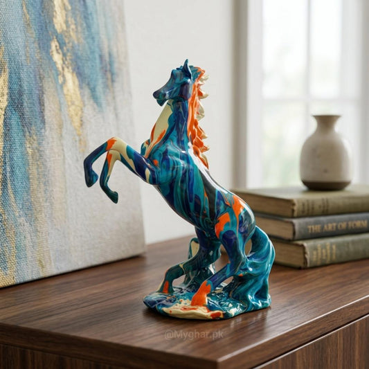 Artistic Multicolour Resin Horse Statue for Interiors