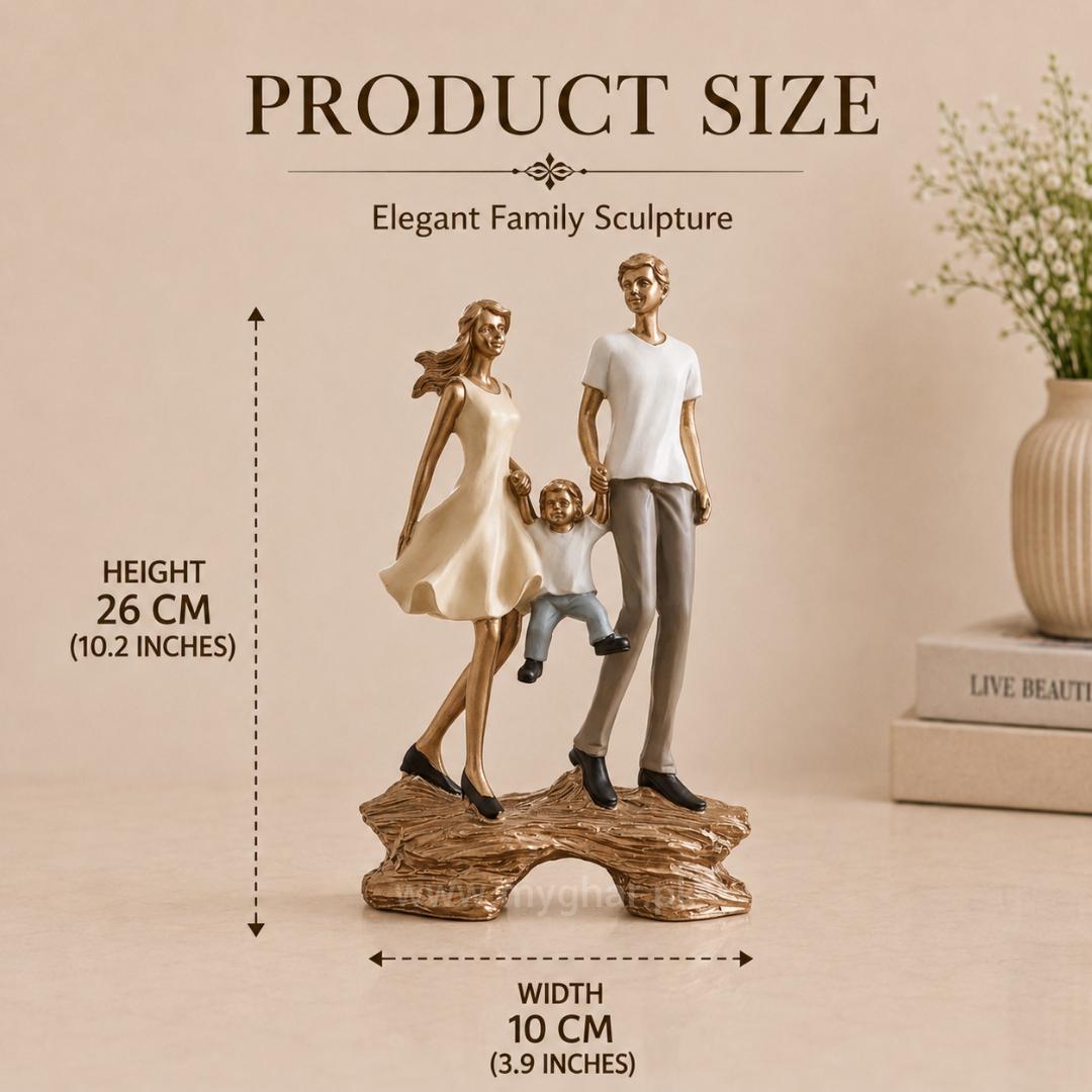 Loving Parents and Child Resin Family Sculpture