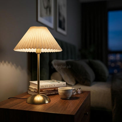 Pleated Shade Metal Lamp for Bedroom Decor