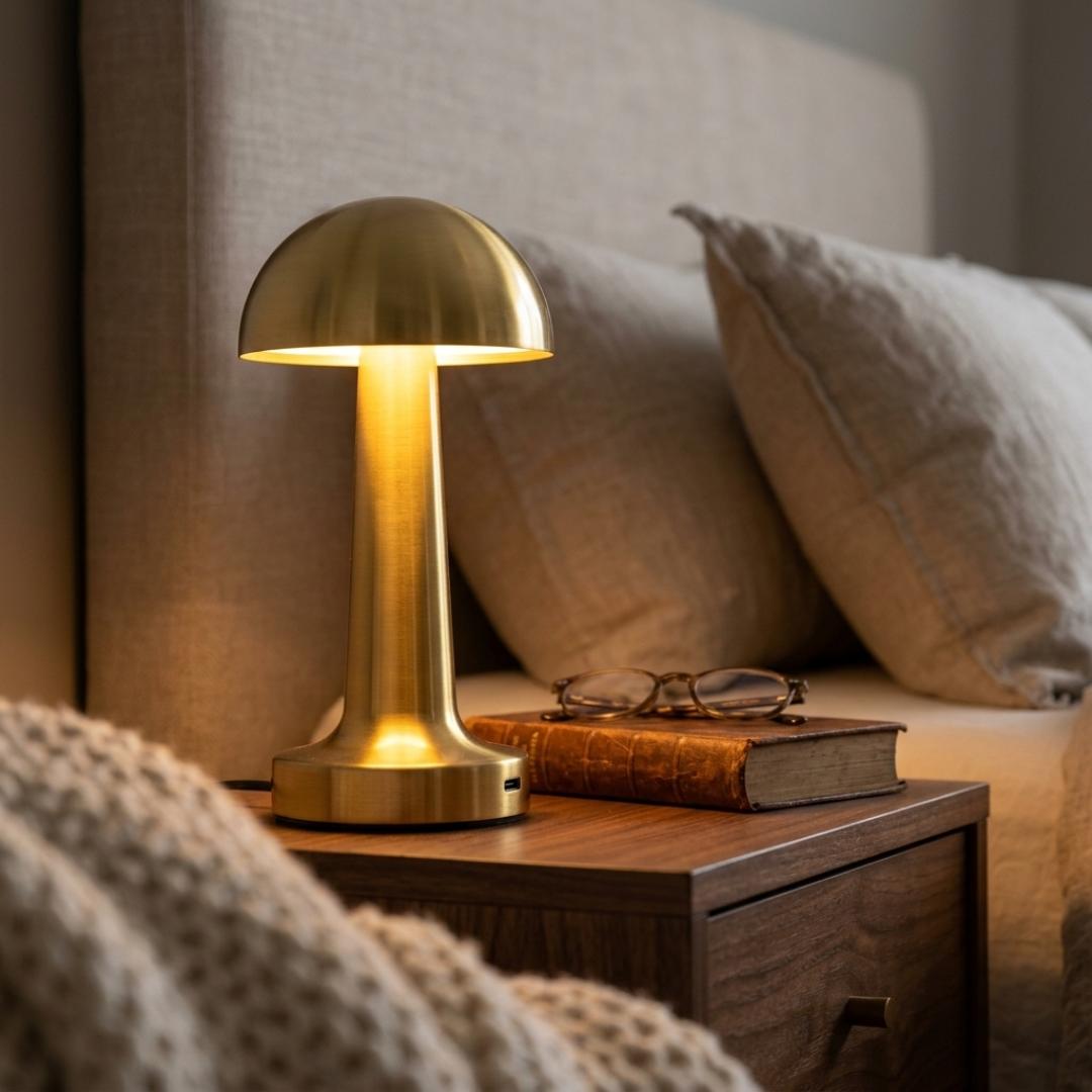 Premium Gold Cordless Touch Sensor Bedside Lamp