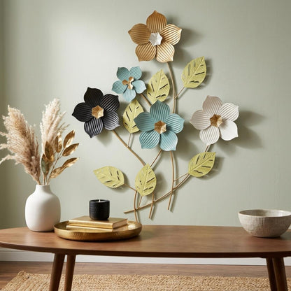 Modern Botanical Flower Metal Wall Decor