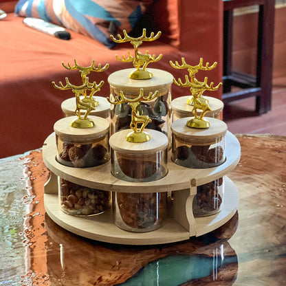 TintedGold 7-Pcs Rotating Storage Jars Station (1109)