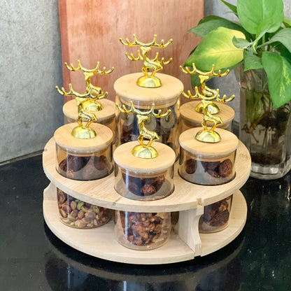 TintedGold 7-Pcs Rotating Storage Jars Station (1109)