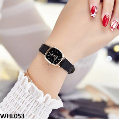 WHL053 CZH Imp Rectangular Women Leather Strap Watch - WHL