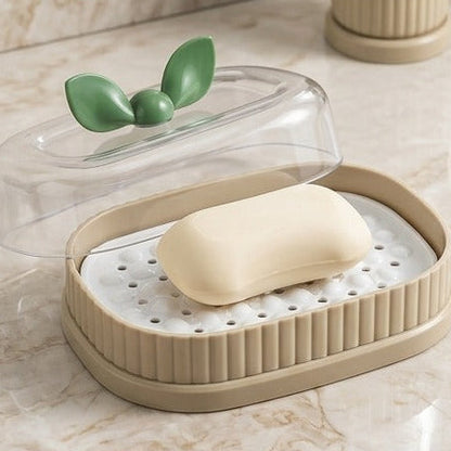 LeafLuxe Soap Dish with Drain & Lid