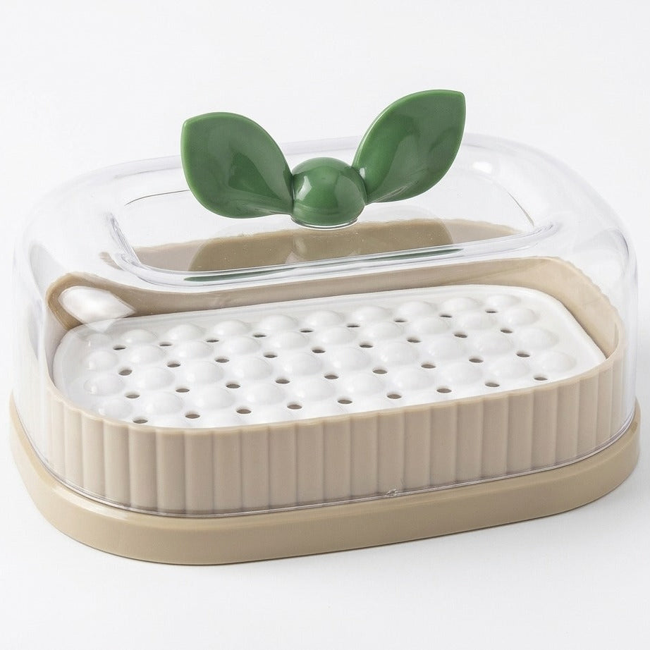 LeafLuxe Soap Dish with Drain & Lid