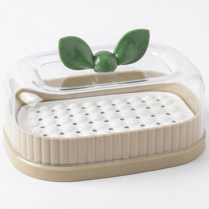 LeafLuxe Soap Dish with Drain & Lid