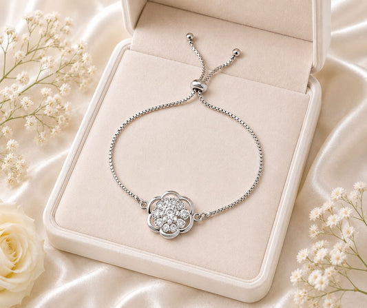 Adjustable Bracelet-268 (Silver/White)