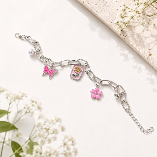 Stainless Steel Charm Bracelet-07 (Silver)