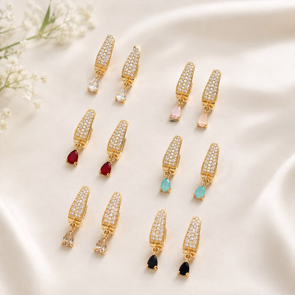 Zircon Hoop Earring-241 (Golden)