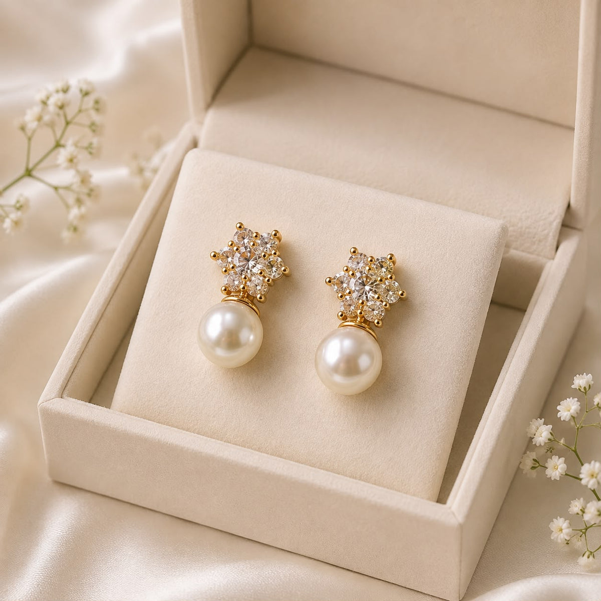 Zircon Pearl Studs-236