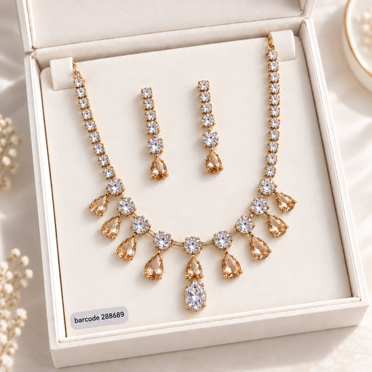 Zircon Necklace-69 (Golden)