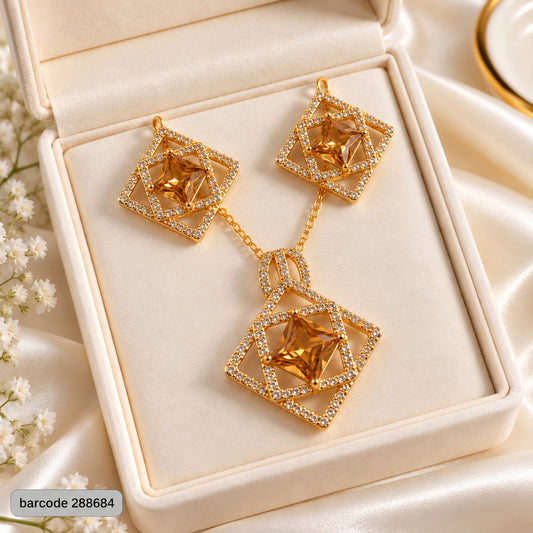 Zircon Locket Set-199 (Golden)
