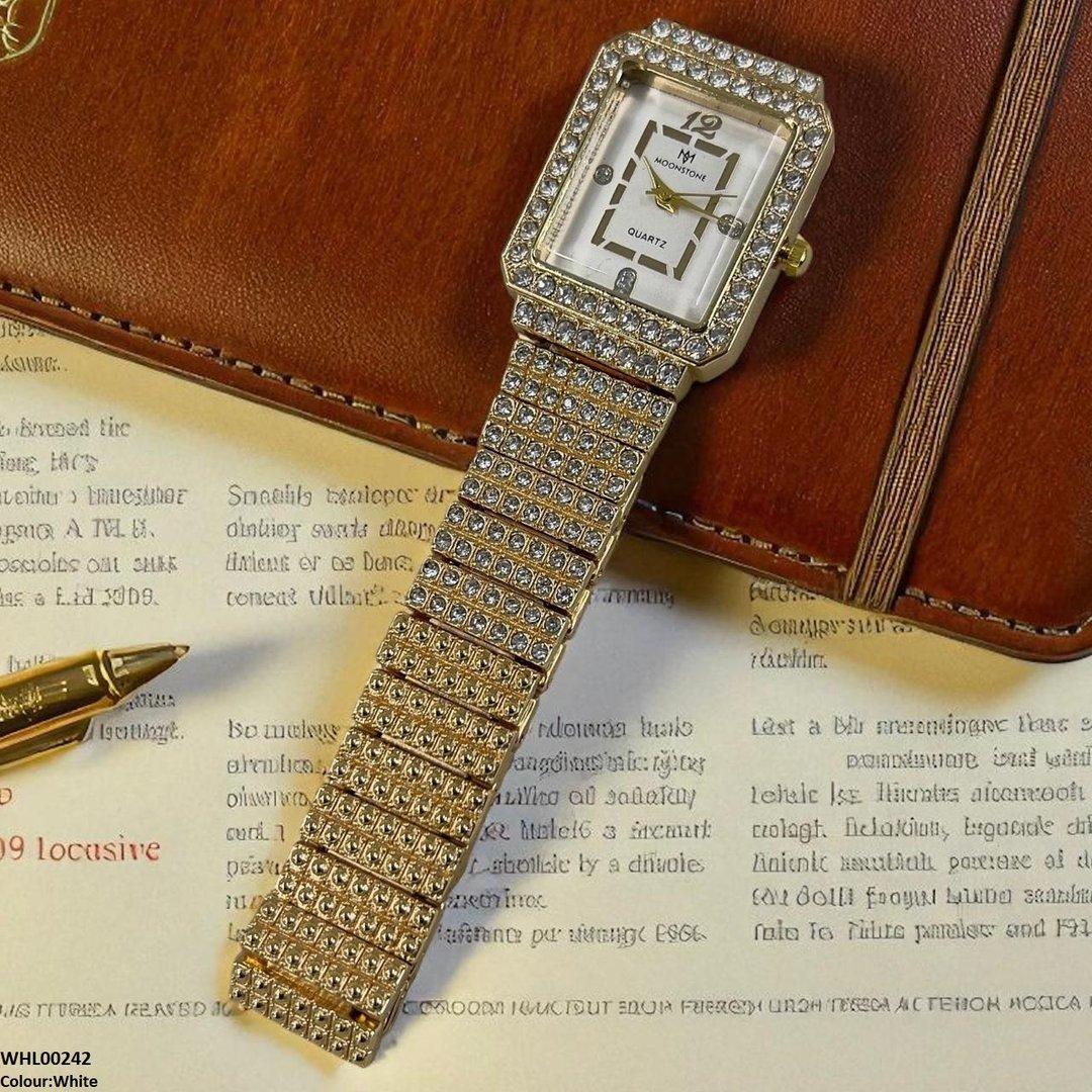 WHL00242 BWS Stone Decor Rectangle Dial Women's Watch - WHL