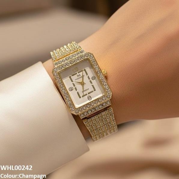 WHL00242 BWS Stone Decor Rectangle Dial Women's Watch - WHL