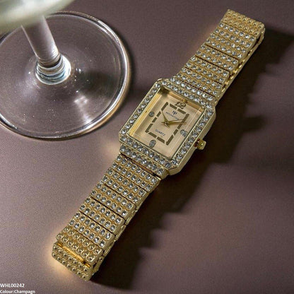 WHL00242 BWS Stone Decor Rectangle Dial Women's Watch - WHL