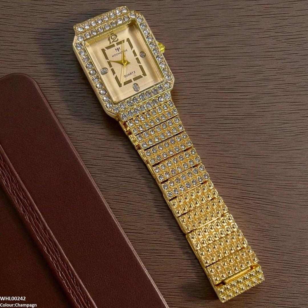 WHL00242 BWS Stone Decor Rectangle Dial Women's Watch - WHL