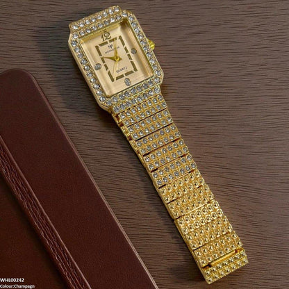 WHL00242 BWS Stone Decor Rectangle Dial Women's Watch - WHL