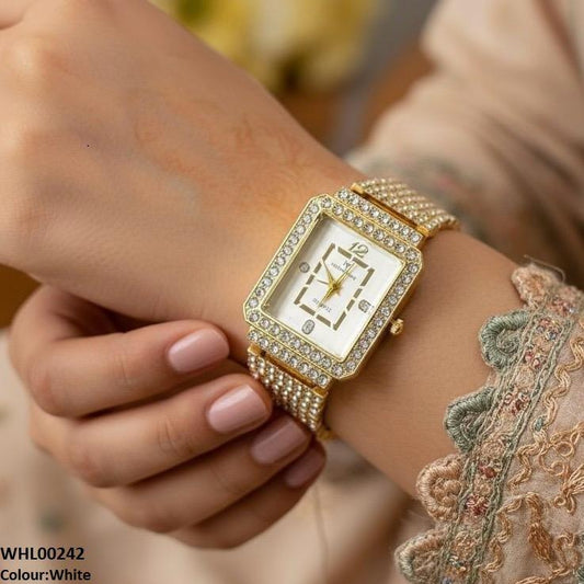 WHL00242 BWS Stone Decor Rectangle Dial Women's Watch - WHL