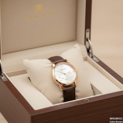 WHL00311 ZWA Round Heart Dial Leather Strap Watch - WHL