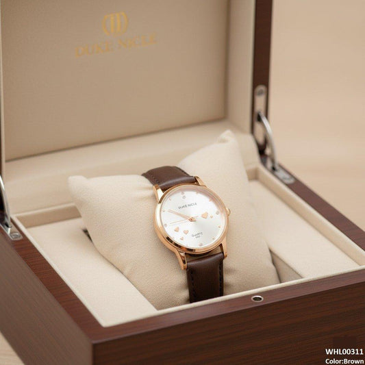 WHL00311 ZWA Round Heart Dial Leather Strap Watch - WHL