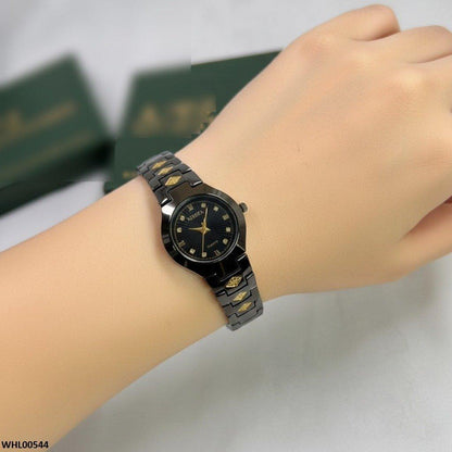 WHL00544 HWR Round Black Dial Women's Watch - WHL