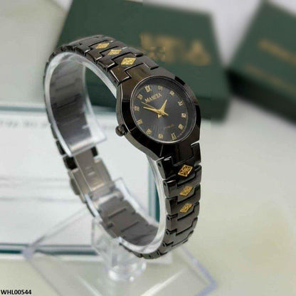 WHL00544 HWR Round Black Dial Women's Watch - WHL