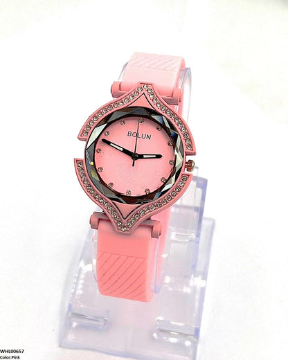 WHL00657 ZWA Round Rhinestone Bezel Women's Watch - WHL