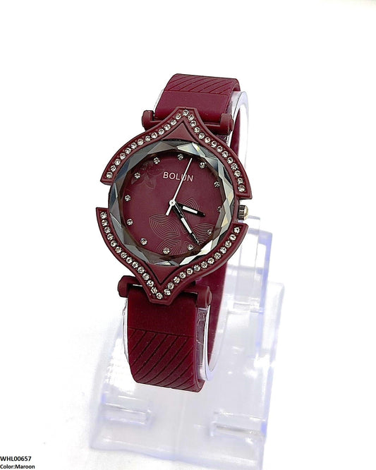 WHL00657 ZWA Round Rhinestone Bezel Women's Watch - WHL