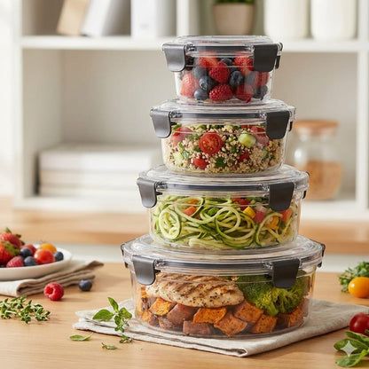 4-Pcs Round Airtight Storage Boxes