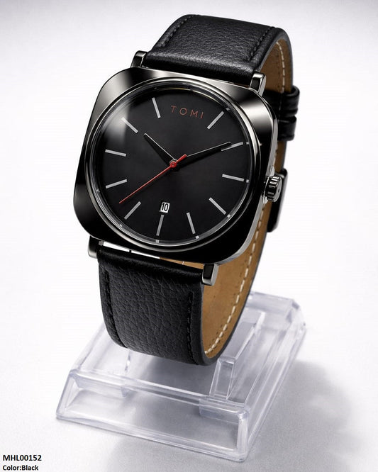 MHL00152 HWR Round/Square Leather Strap Men's Watch -  MHL