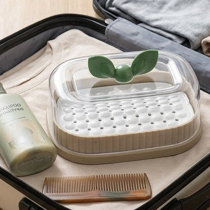 LeafLuxe Soap Dish with Drain & Lid