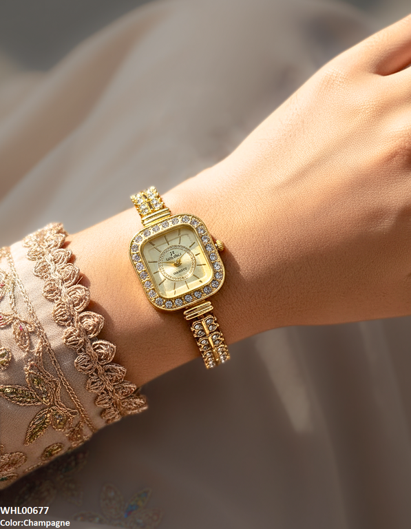 WHL00677 ZWA Square Stone Dial Women's Watch - WHL