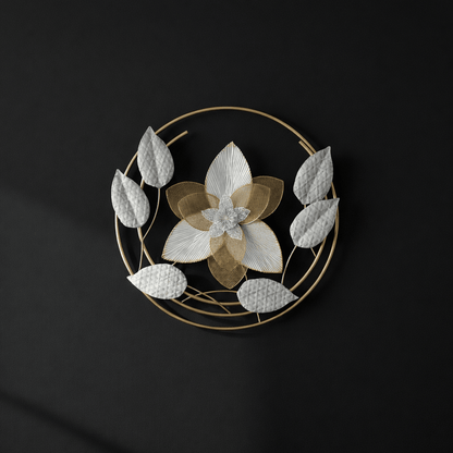 Elegant Floral Orbit Metal Wall Art