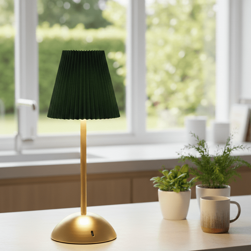 Forest Green Ambient Table Lamp – Rechargeable & Wireless