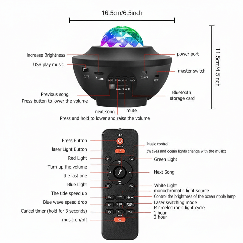 Galaxy Projector Night Light for Bedroom – Star Projector Light with Bluetooth speaker
