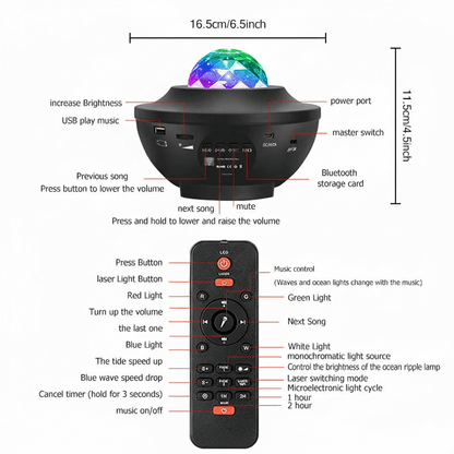 Galaxy Projector Night Light for Bedroom – Star Projector Light with Bluetooth speaker
