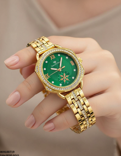 WHL00719 HWR Round Rhinestone Women's Watch - WHL