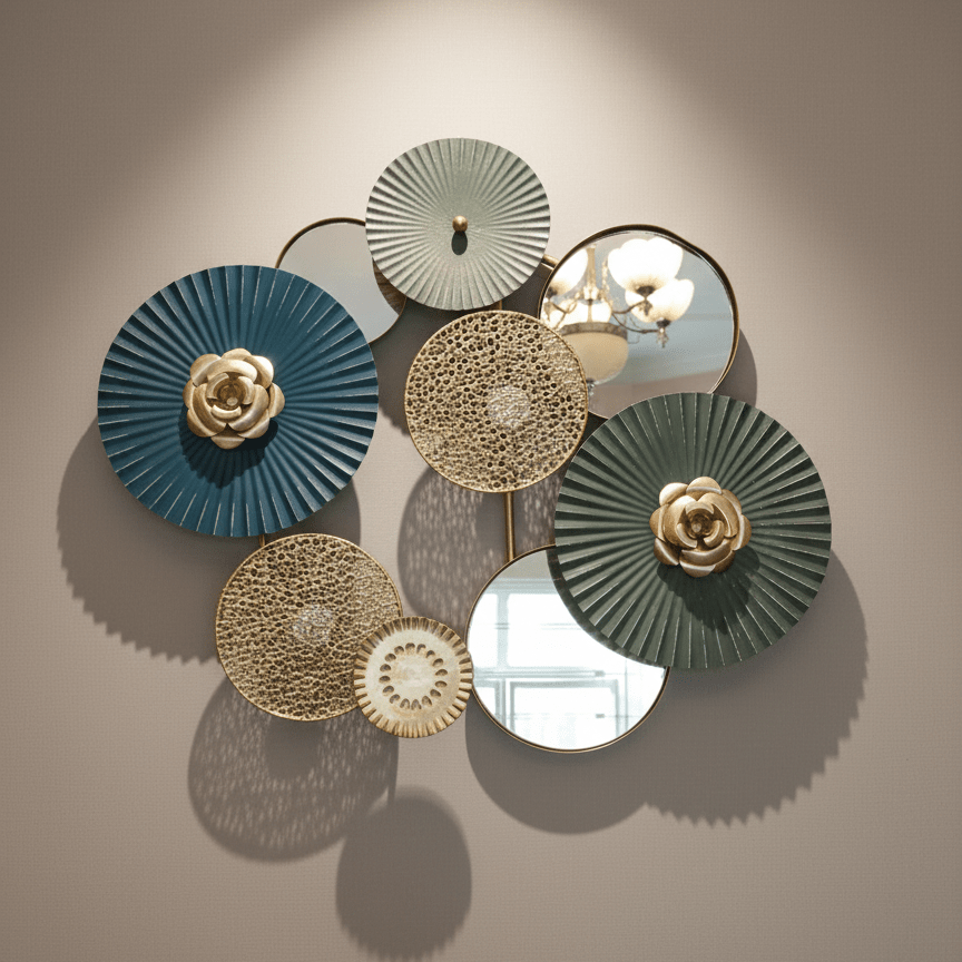 Modern Abstract Metal Wall Decor With Mirrors