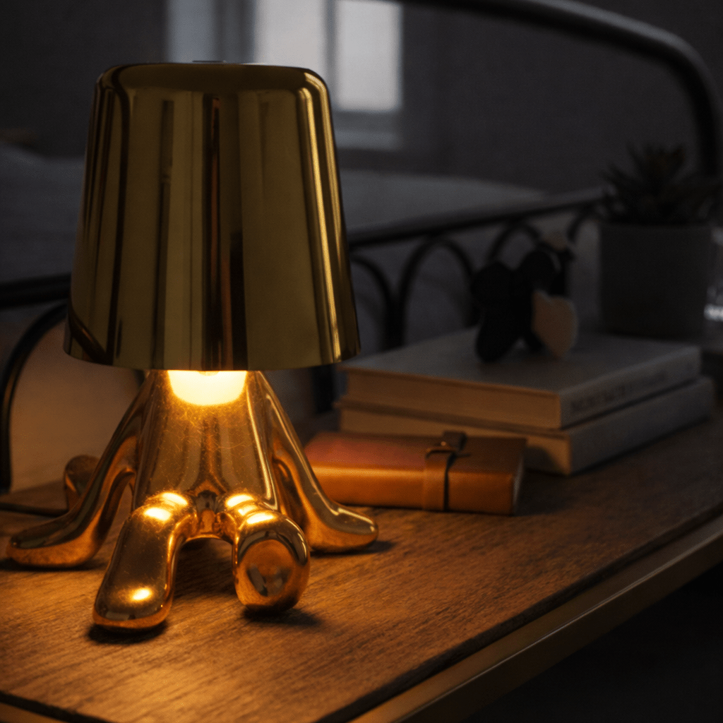 Modern Gold Decorative Table Lamp – Touch Sensor LED Bedside Lamp for Home & Bedroom