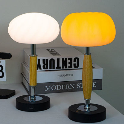 Retro Wooden Ambient Lamp – Rechargeable & Wireless